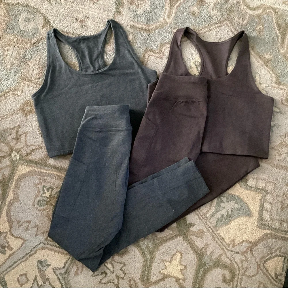 ❤️SOLD❤️Bundle 4x Pact Organic Cotton Go To Pocket Leggings With Matching Tops - Picture 3 of 10